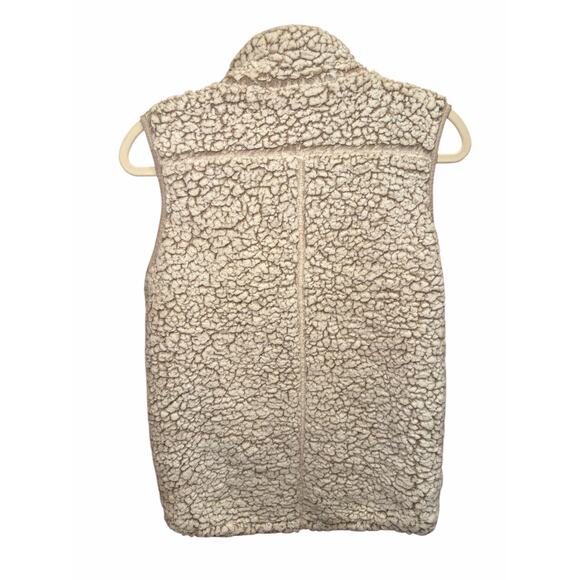Nordstrom Thread & Supply Women Small Sherpa Vest Shearling Style Cream Brown - Picture 6 of 10